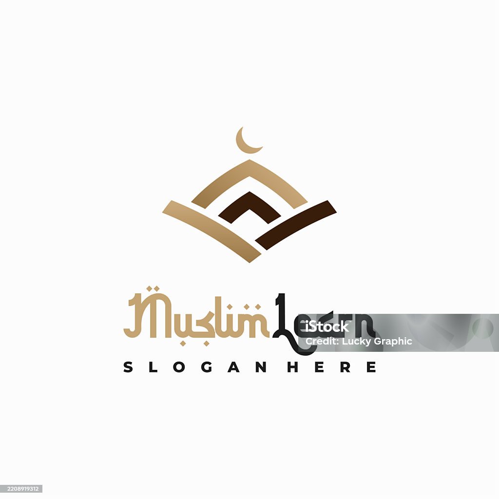 Luxury Muslim Learn logo, Islam learning logo template, Vector illustration