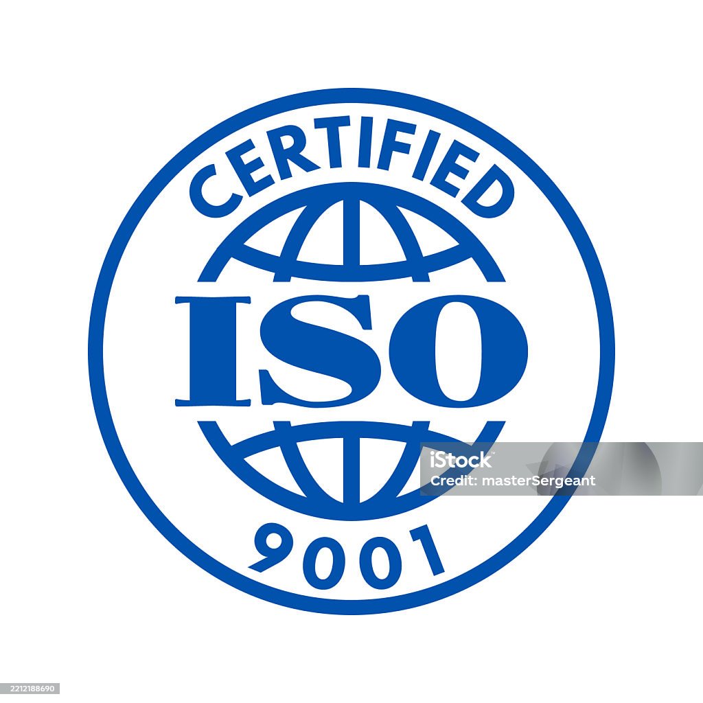 iso 9001 quality management system certified, vector illustration isolated on white background